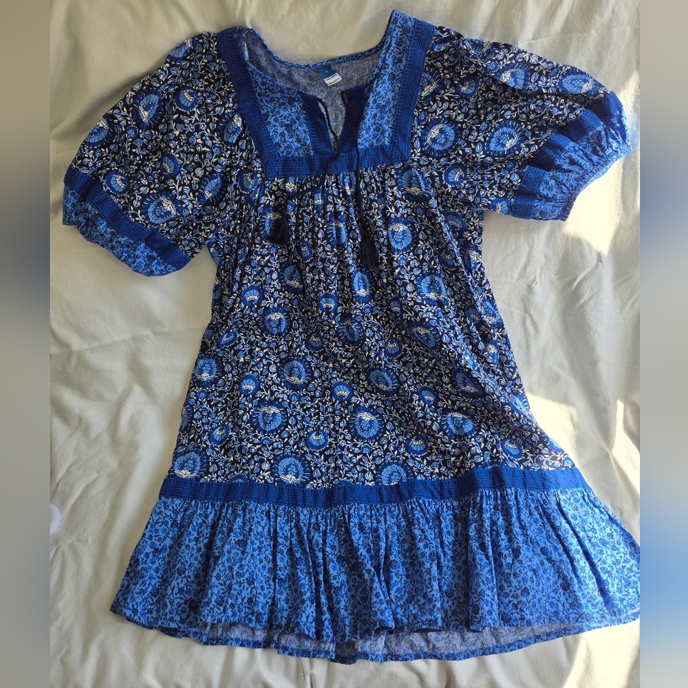 Charming Blue Floral Print Dress